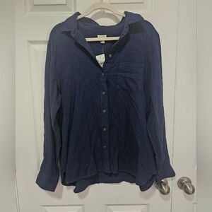 J. Crew Factory 100% Cotton Crinkle Gauze Button Up XL NWT